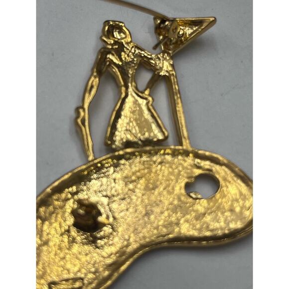 Lady Golfer Pin/Brooch Vintage, Gold Bezel, Shiny Gold Lady Golfer, CAJC Design - Picture 9 of 10